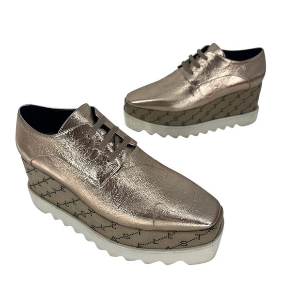 Stella McCartney Rose Gold Elyse Monogram Derbys - Picture 3 of 16